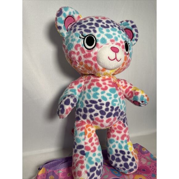 17" Build A Bear Rainbow Tie Dye Leopard Kitty Cat Plush Stuffed Toy With Bag - Picture 2 of 9